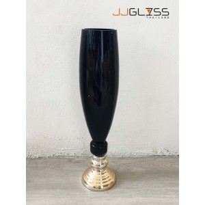 BLACK-H0930-60TL - Black Handmade Colour Vase